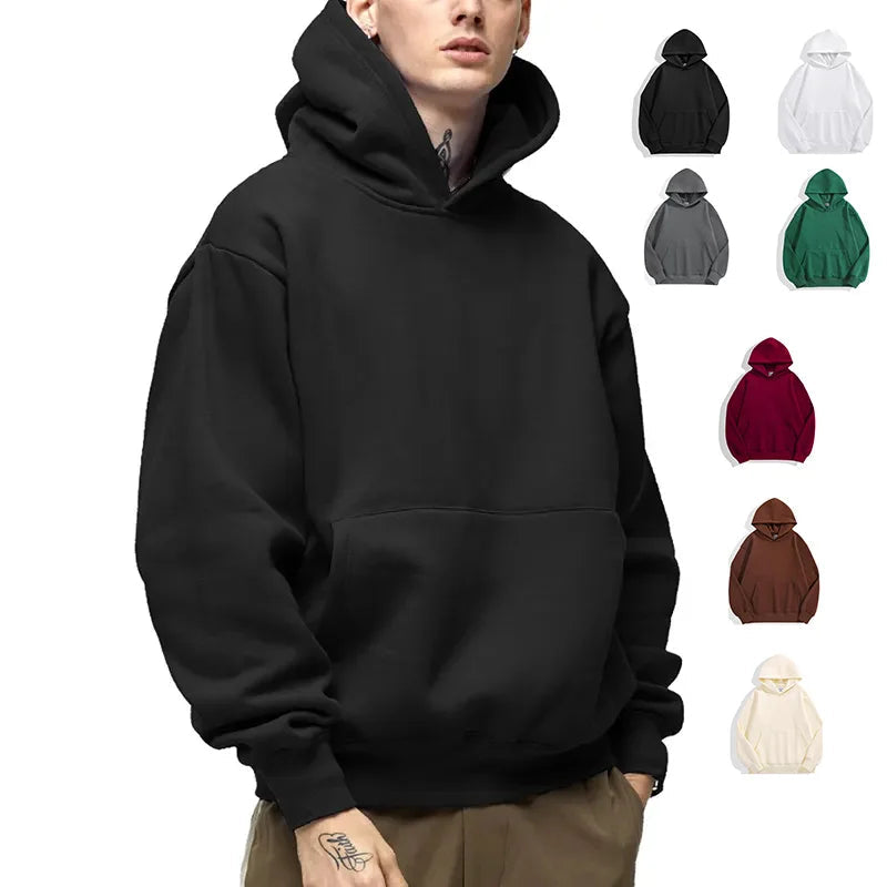 500GSM Heavy Weight Men's Hoodies, Casual Thick Cotton Sweatshirt for Autumn/Winter